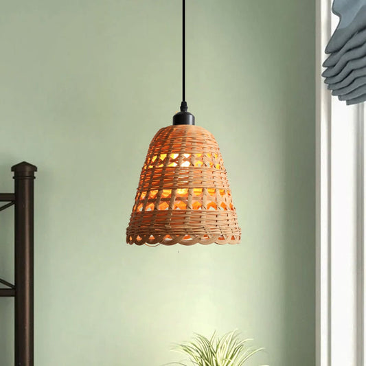 Lightsin Modern Bamboo Handwoven Warm Glow Pendant Light - House Comfort