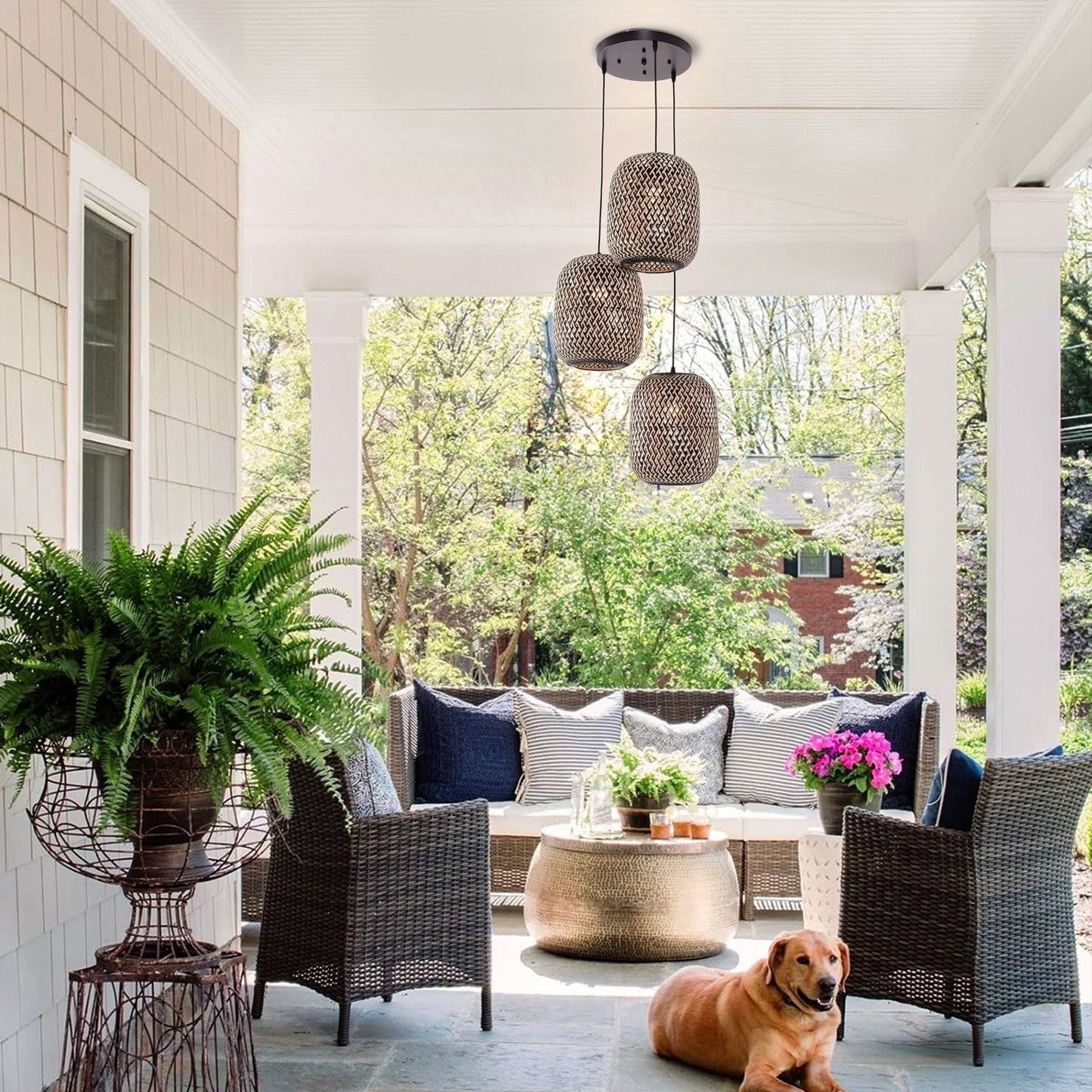 Lightsin Modern Creative Bamboo Handcrafted 3 - Light Pendant Lamp - House Comfort