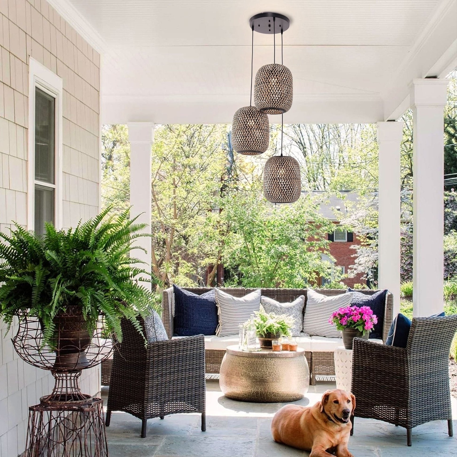 Lightsin Modern Creative Bamboo Handcrafted 3 - Light Pendant Lamp - House Comfort