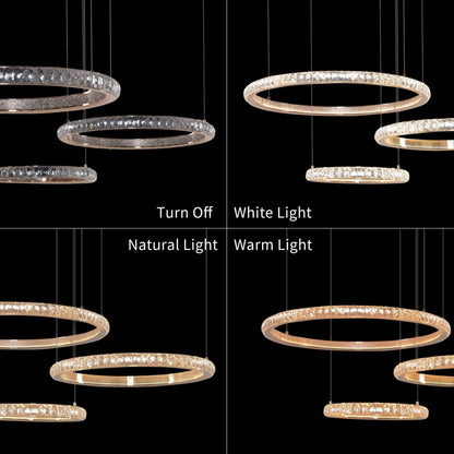 Lightsin Modern Crystal LED Triple - Ring Pendant Chandelier - House Comfort