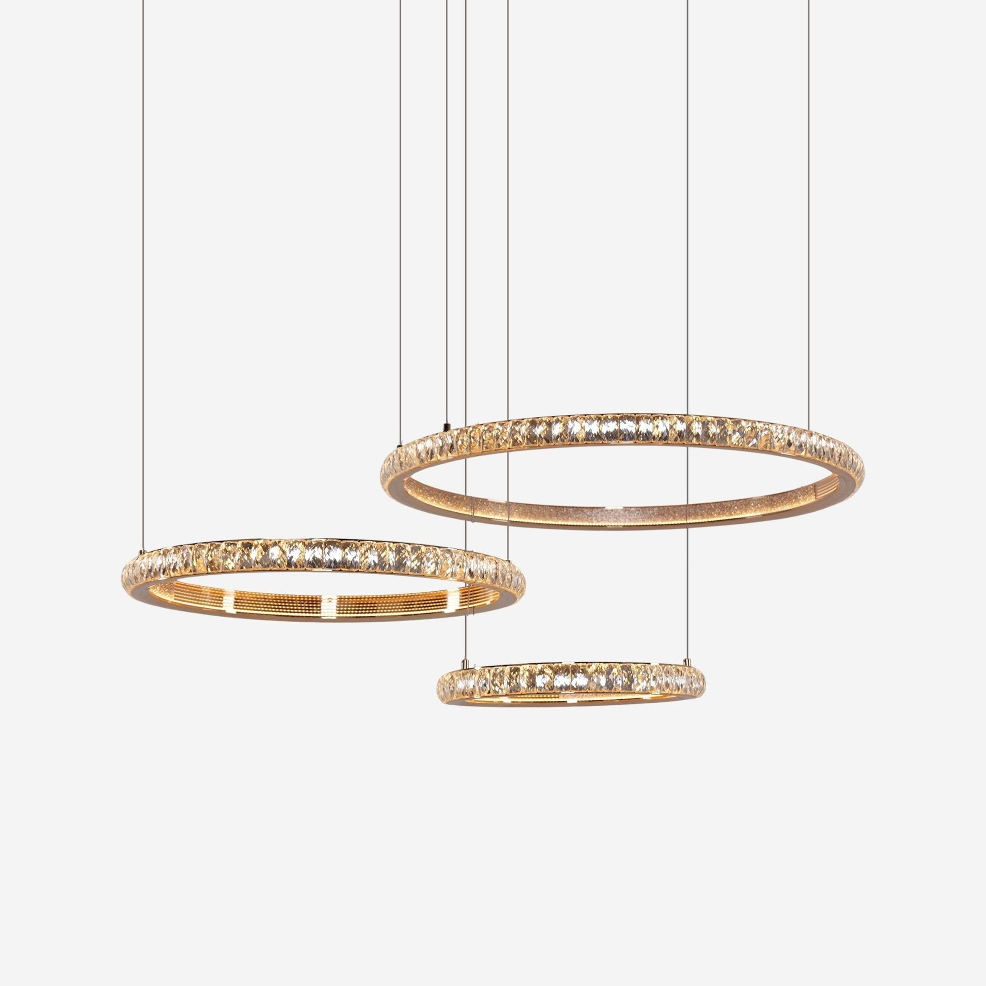 Lightsin Modern Crystal LED Triple - Ring Pendant Chandelier - House Comfort