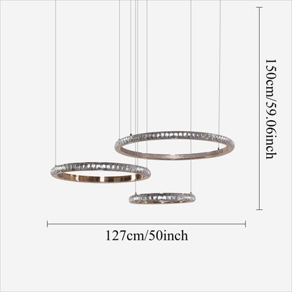 Lightsin Modern Crystal LED Triple - Ring Pendant Chandelier - House Comfort