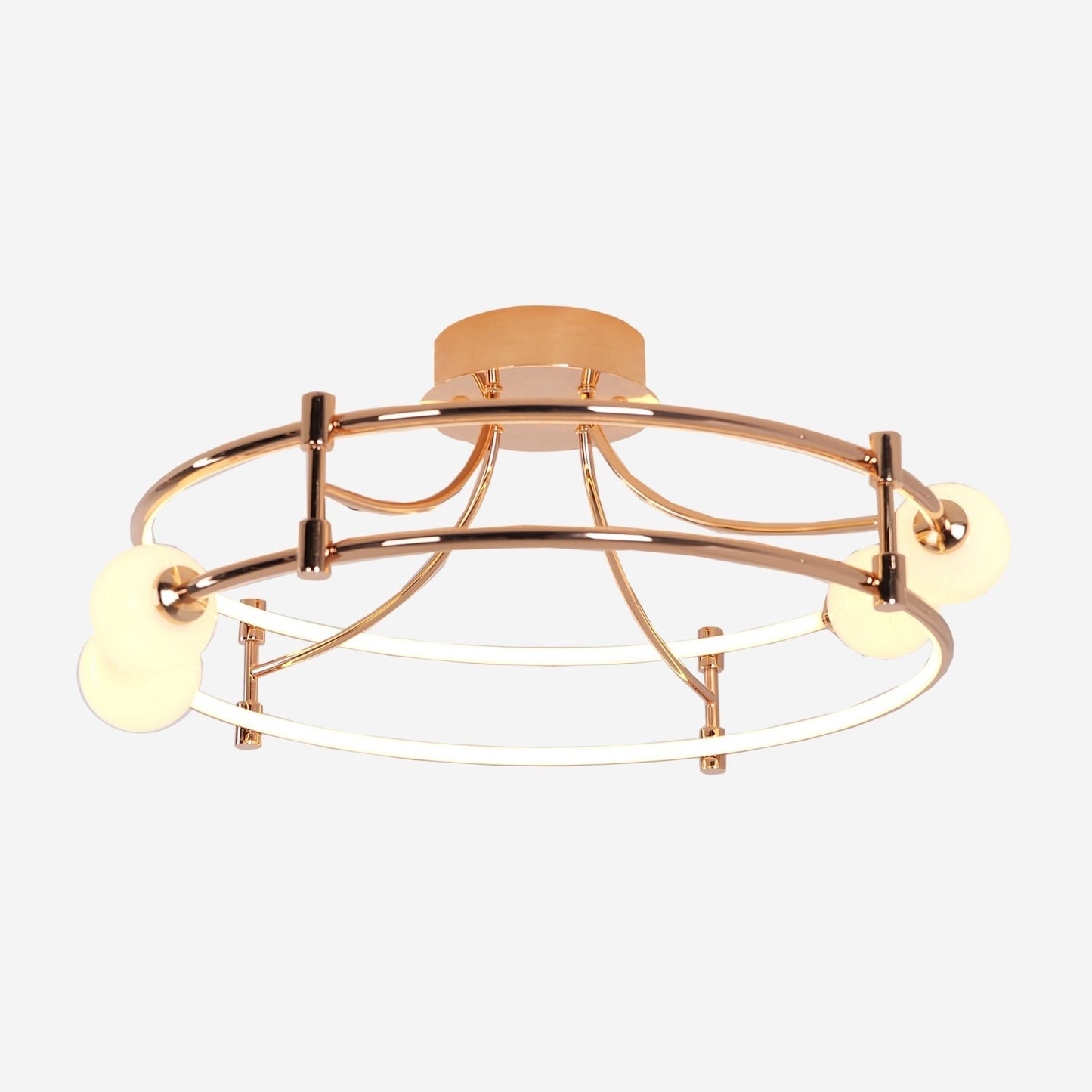 Lightsin Modern Gold LED Ceiling Light with Glass Globes and Colour Changing - House Comfort