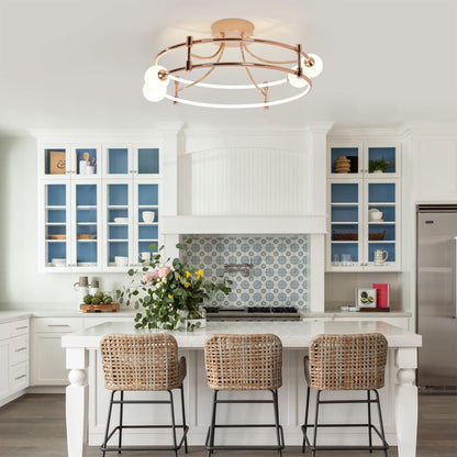 Lightsin Modern Gold LED Ceiling Light with Glass Globes and Colour Changing - House Comfort