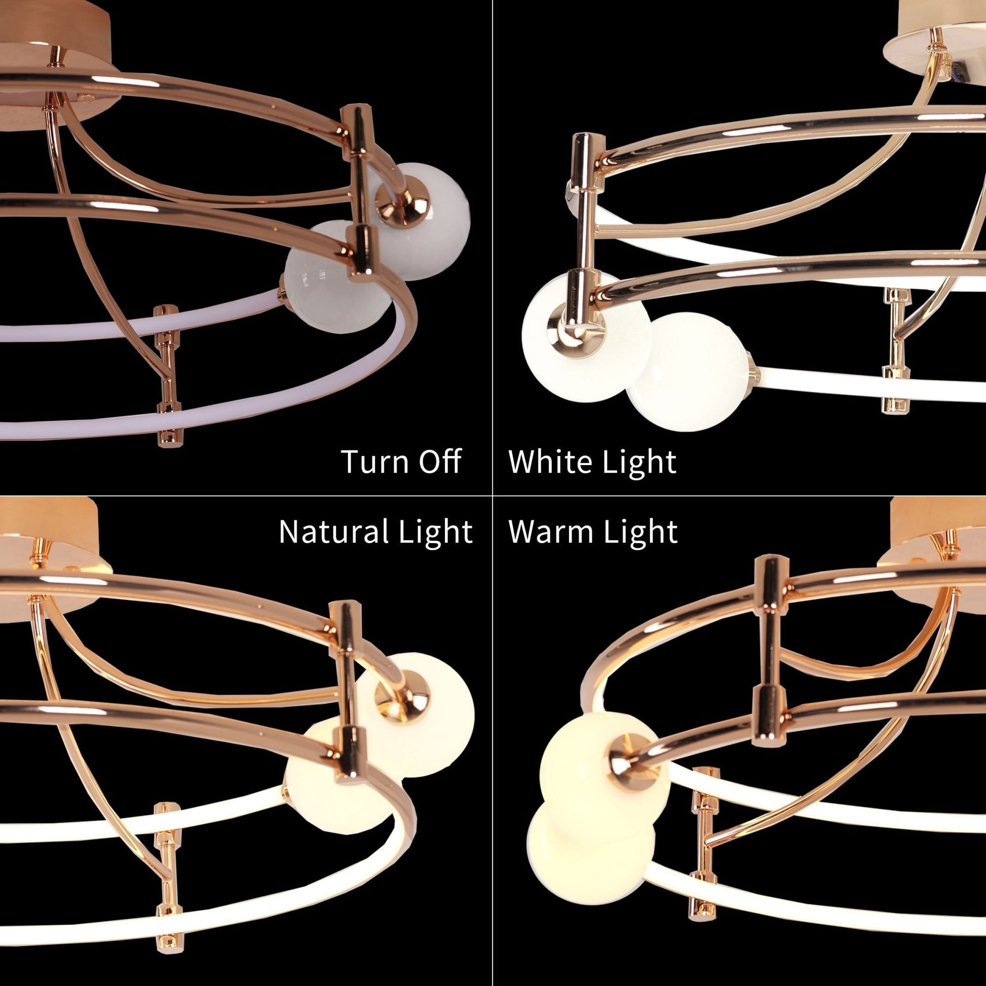 Lightsin Modern Gold LED Ceiling Light with Glass Globes and Colour Changing - House Comfort