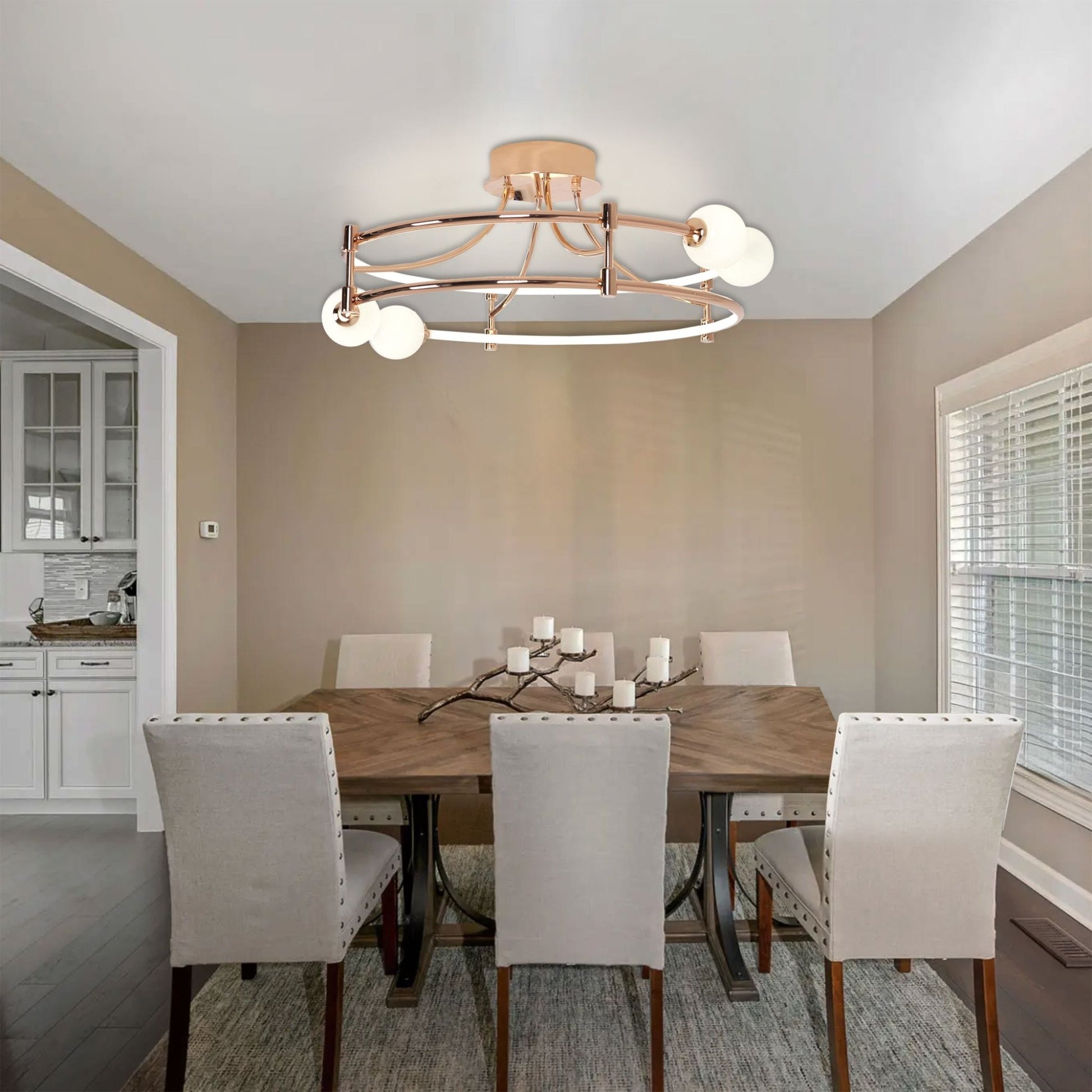 Lightsin Modern Gold LED Ceiling Light with Glass Globes and Colour Changing - House Comfort