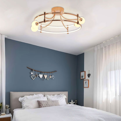 Lightsin Modern Gold LED Ceiling Light with Glass Globes and Colour Changing - House Comfort