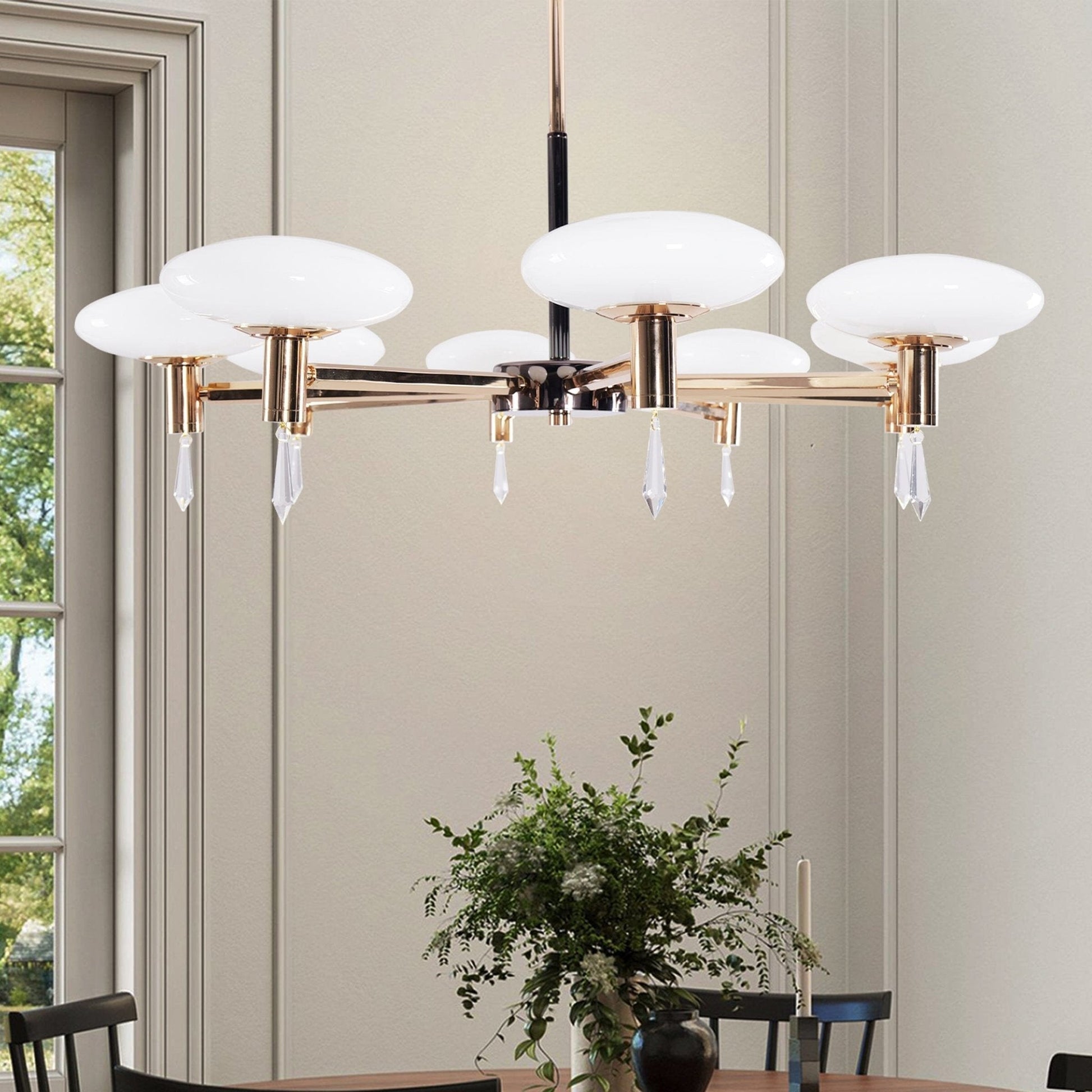 Lightsin Modern Gold LED Chandelier with Glass Shades - House Comfort