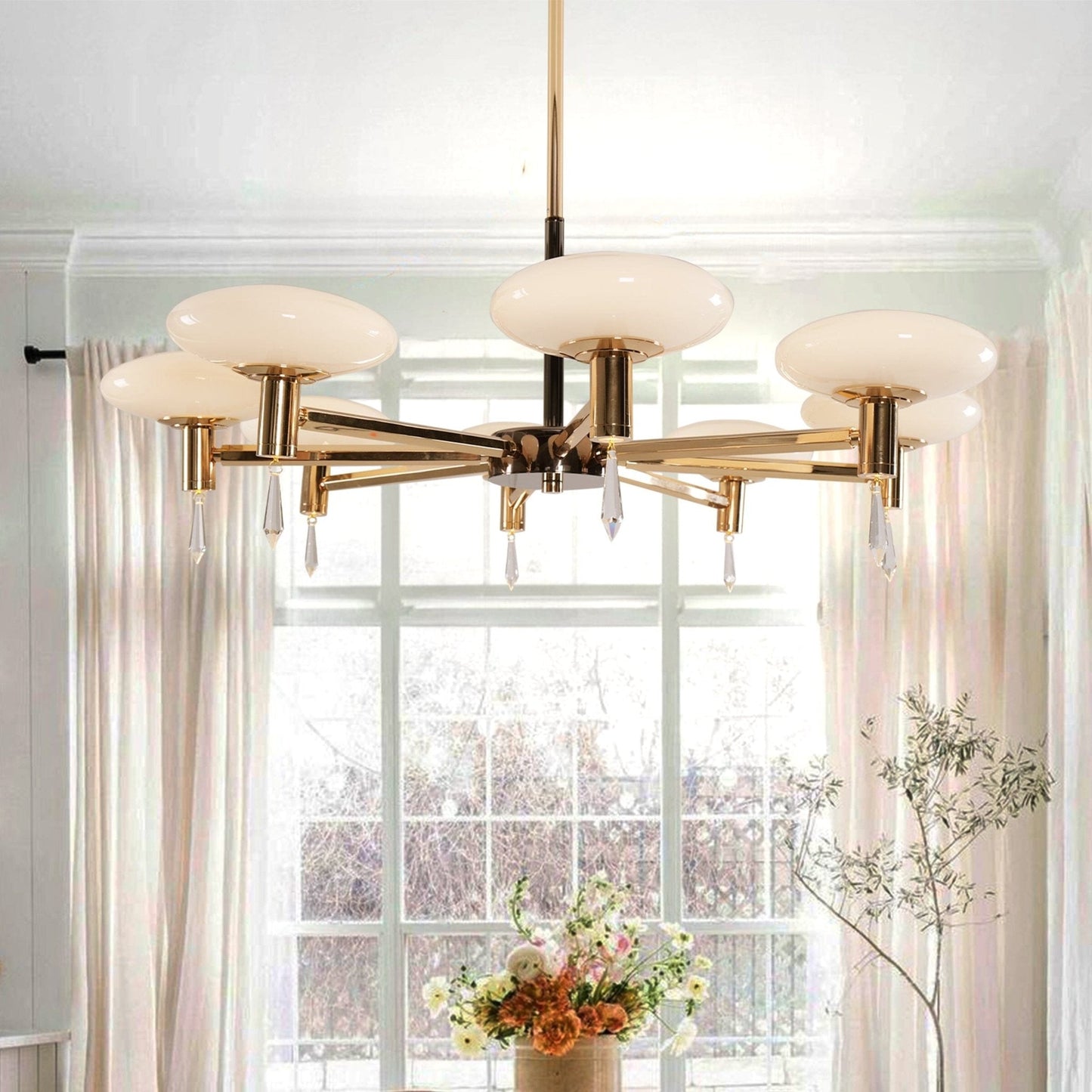 Lightsin Modern Gold LED Chandelier with Glass Shades - House Comfort