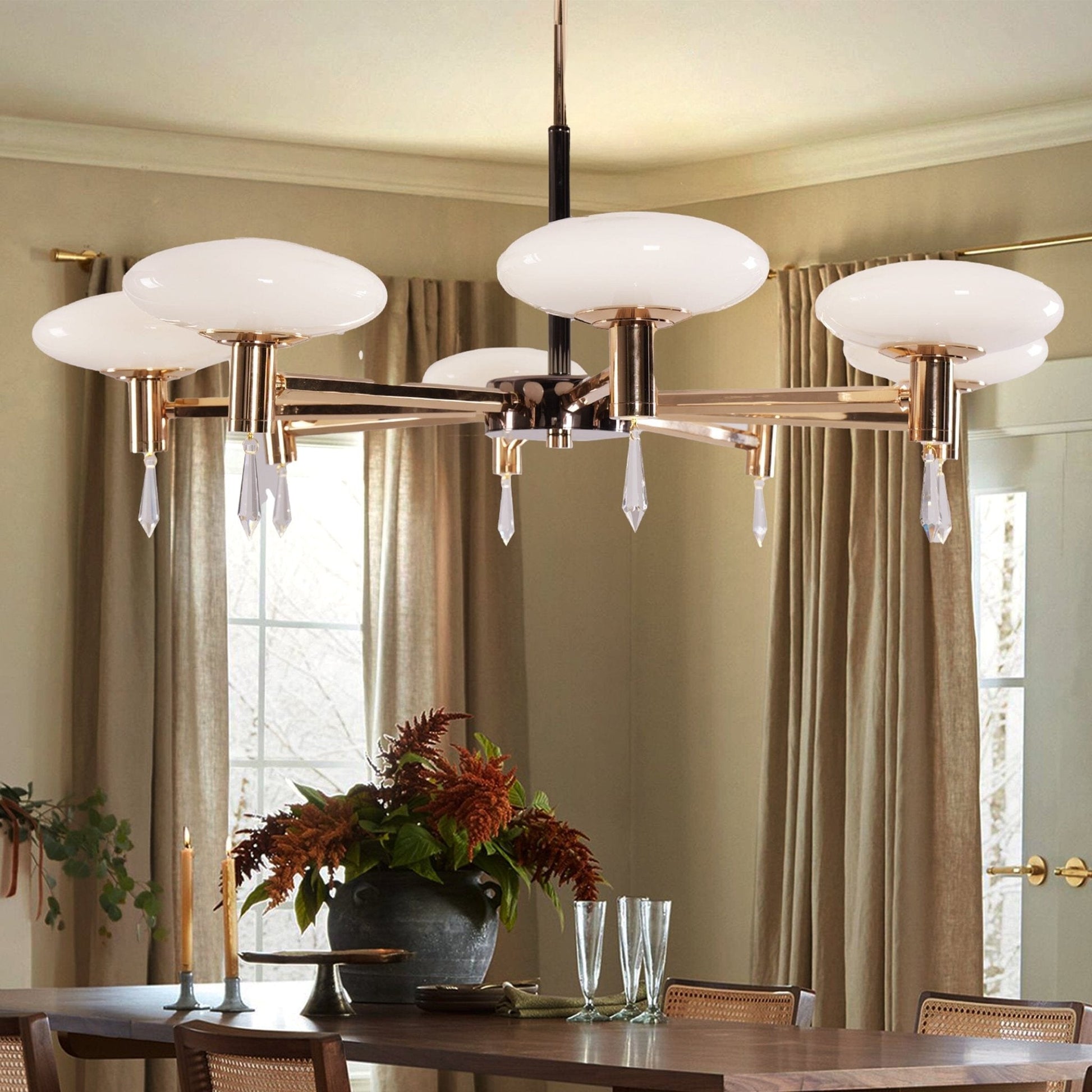 Lightsin Modern Gold LED Chandelier with Glass Shades - House Comfort