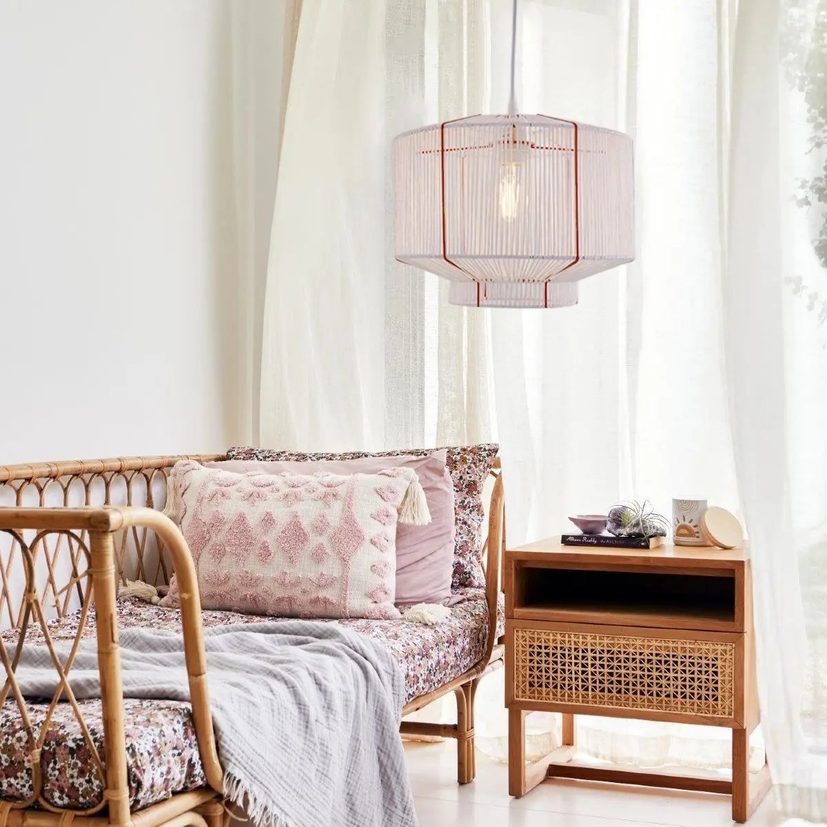 Lightsin Modern Handwoven White Paper Rope Pendant Light for Cozy Interiors - House Comfort