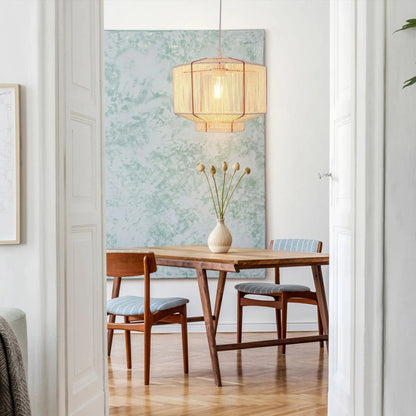 Lightsin Modern Handwoven White Paper Rope Pendant Light for Cozy Interiors - House Comfort