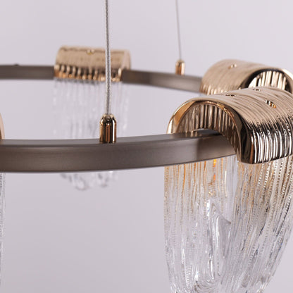 Lightsin Modern LED Pendant Ceiling Light with Cascading Gold Acrylic Curves - House Comfort