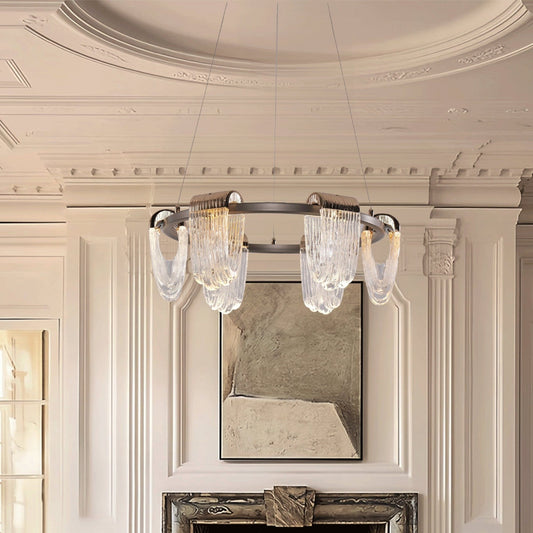 Lightsin Modern LED Pendant Ceiling Light with Cascading Gold Acrylic Curves - House Comfort