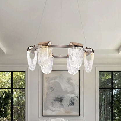 Lightsin Modern LED Pendant Ceiling Light with Cascading Gold Acrylic Curves - House Comfort