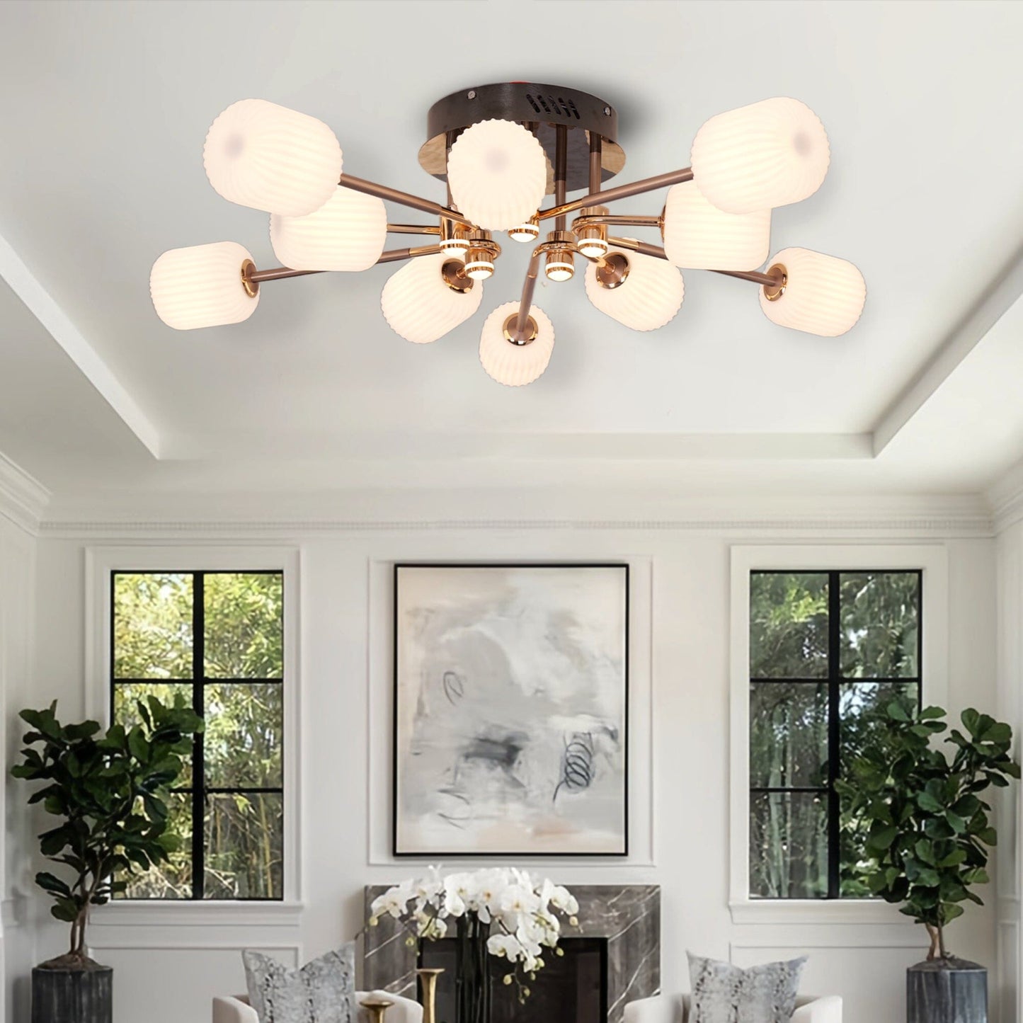 Lightsin Modern LED Tri - Color Changing Iron and Acrylic Ceiling Light - House Comfort