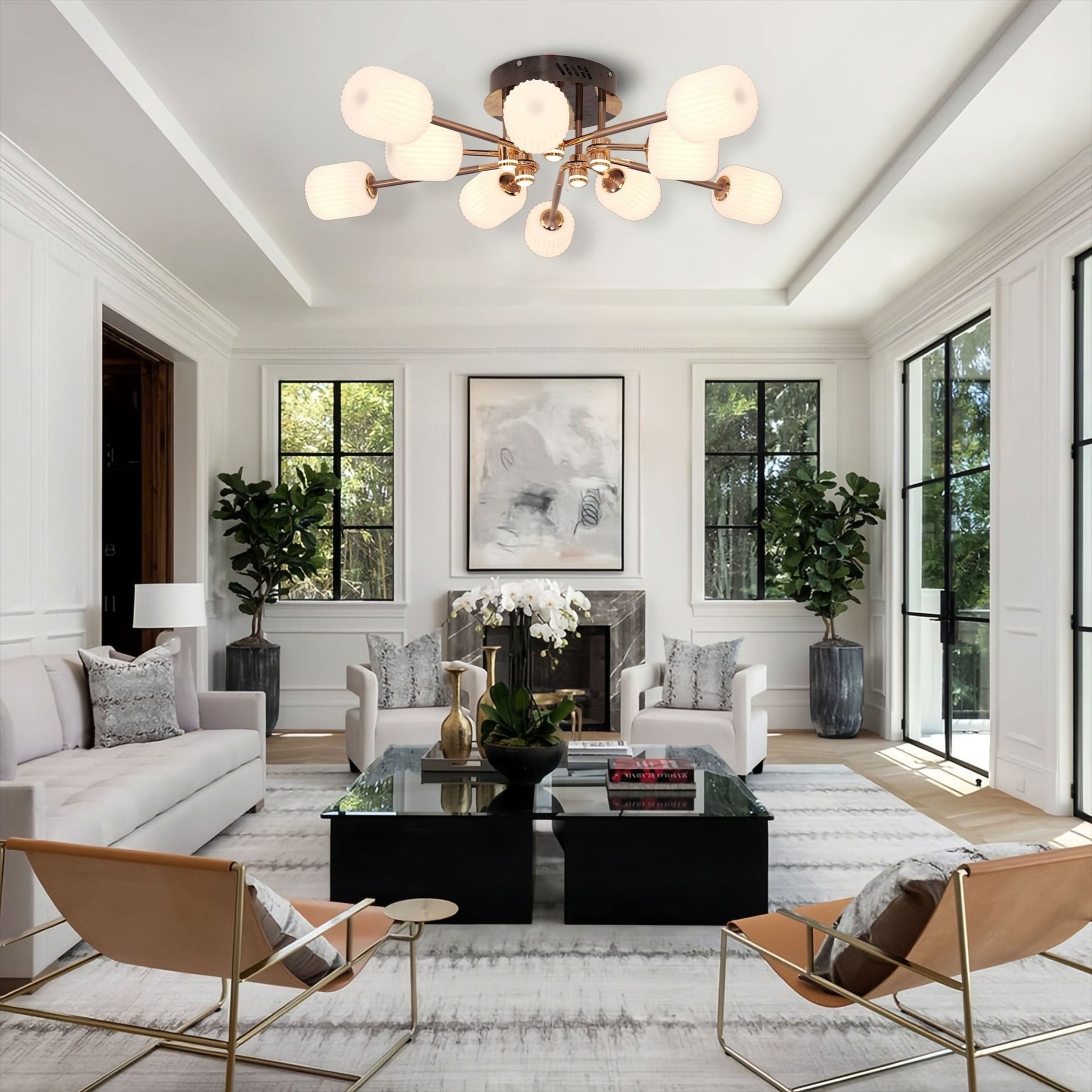 Lightsin Modern LED Tri - Color Changing Iron and Acrylic Ceiling Light - House Comfort