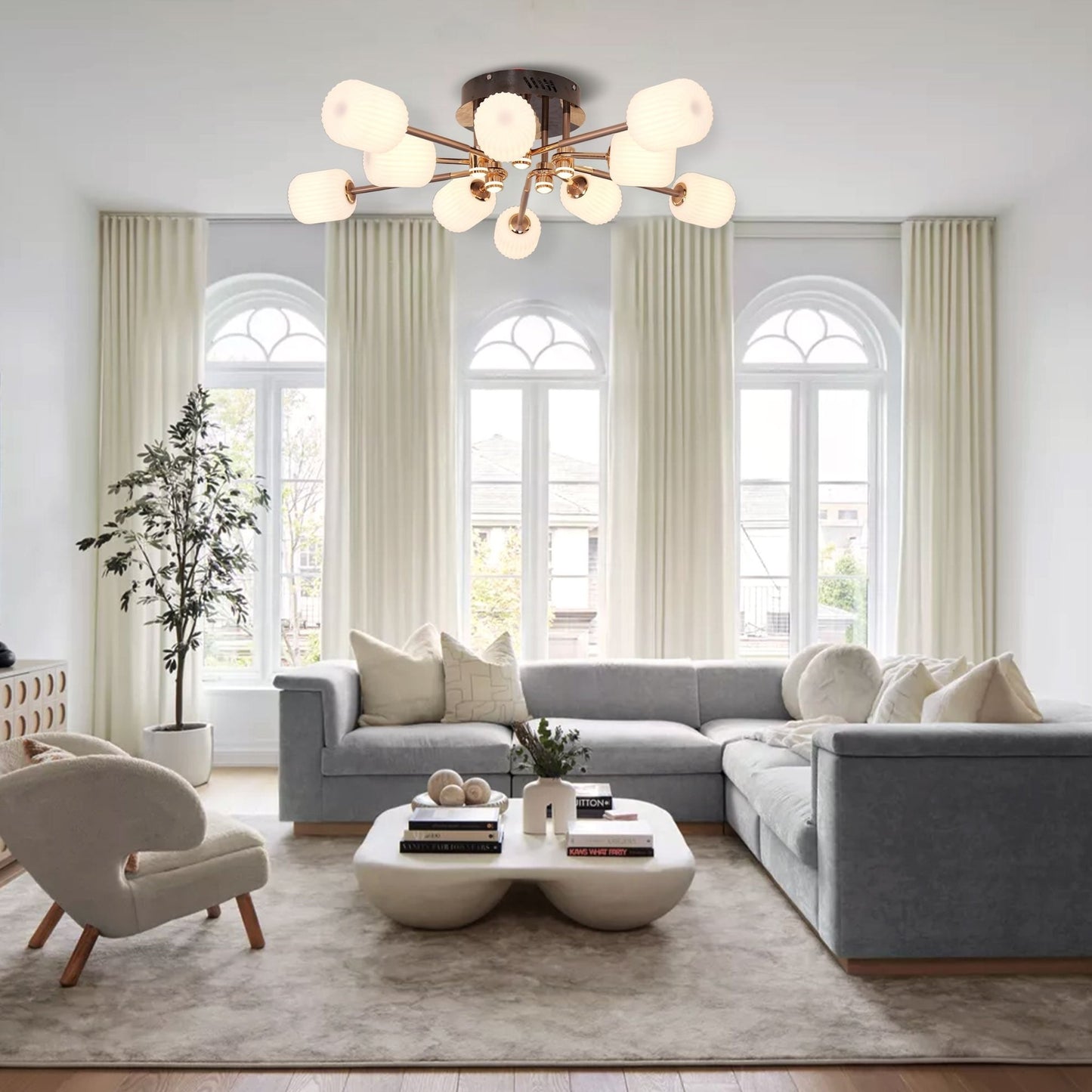 Lightsin Modern LED Tri - Color Changing Iron and Acrylic Ceiling Light - House Comfort