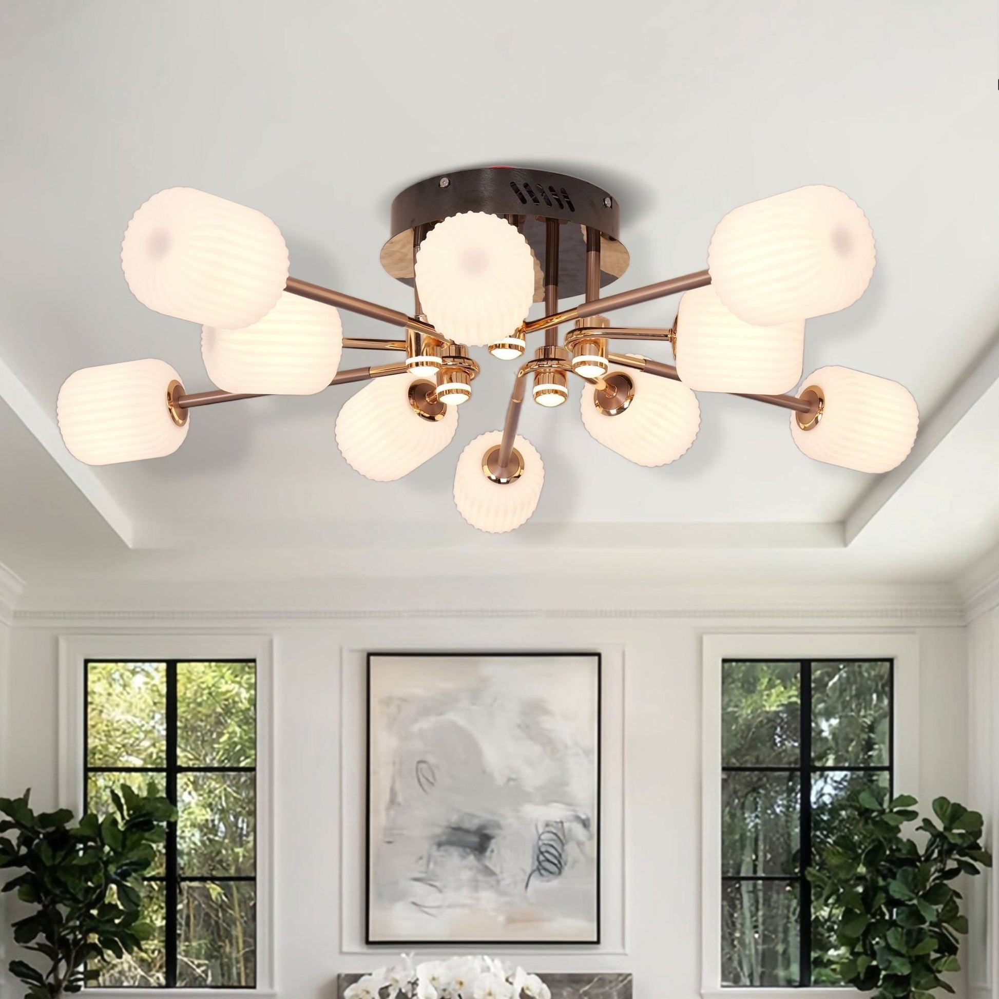 Lightsin Modern LED Tri - Color Changing Iron and Acrylic Ceiling Light - House Comfort