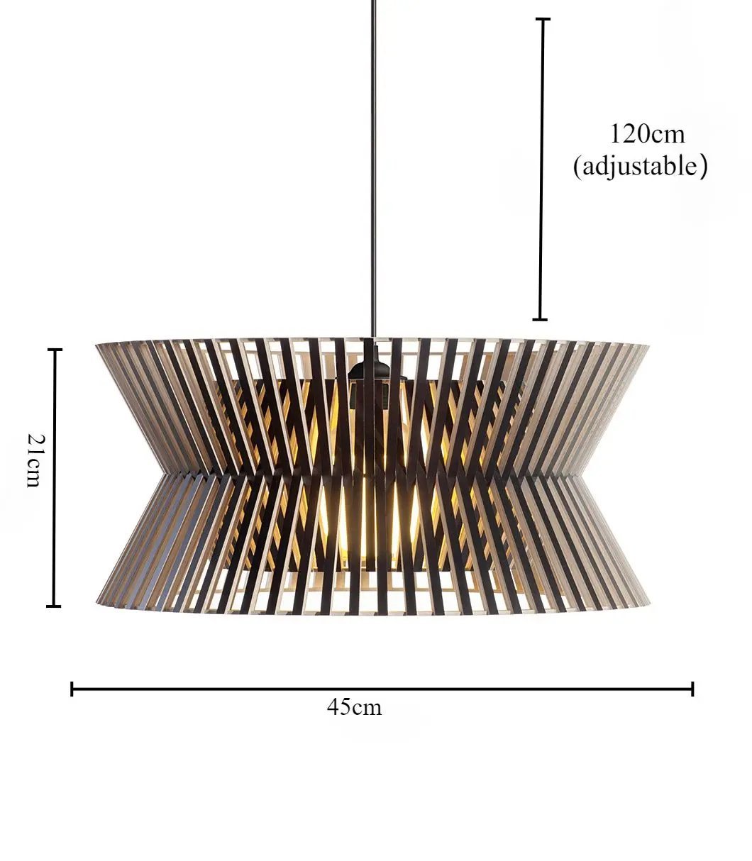 Lightsin Modern LED Wood Craft Drum Hanging Pendant Lights - House Comfort