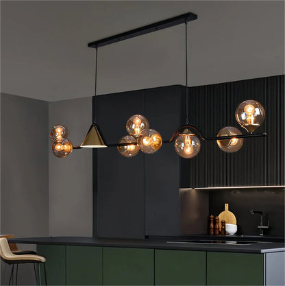 Lightsin Modern Linear Geometric Spherical Glass Metal Pendant Light - House Comfort