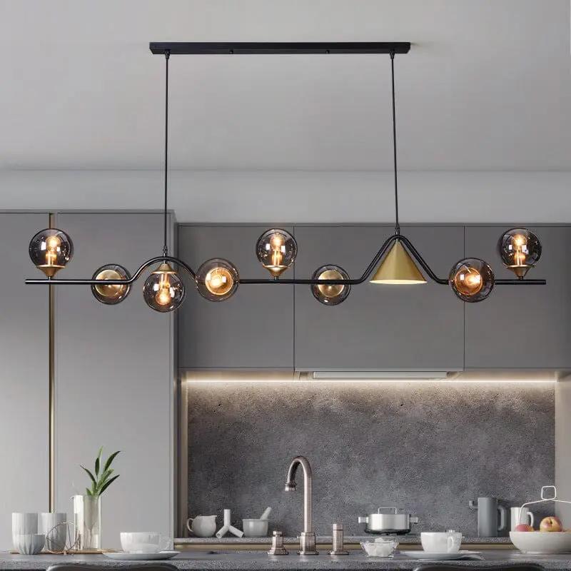 Lightsin Modern Linear Geometric Spherical Glass Metal Pendant Light - House Comfort