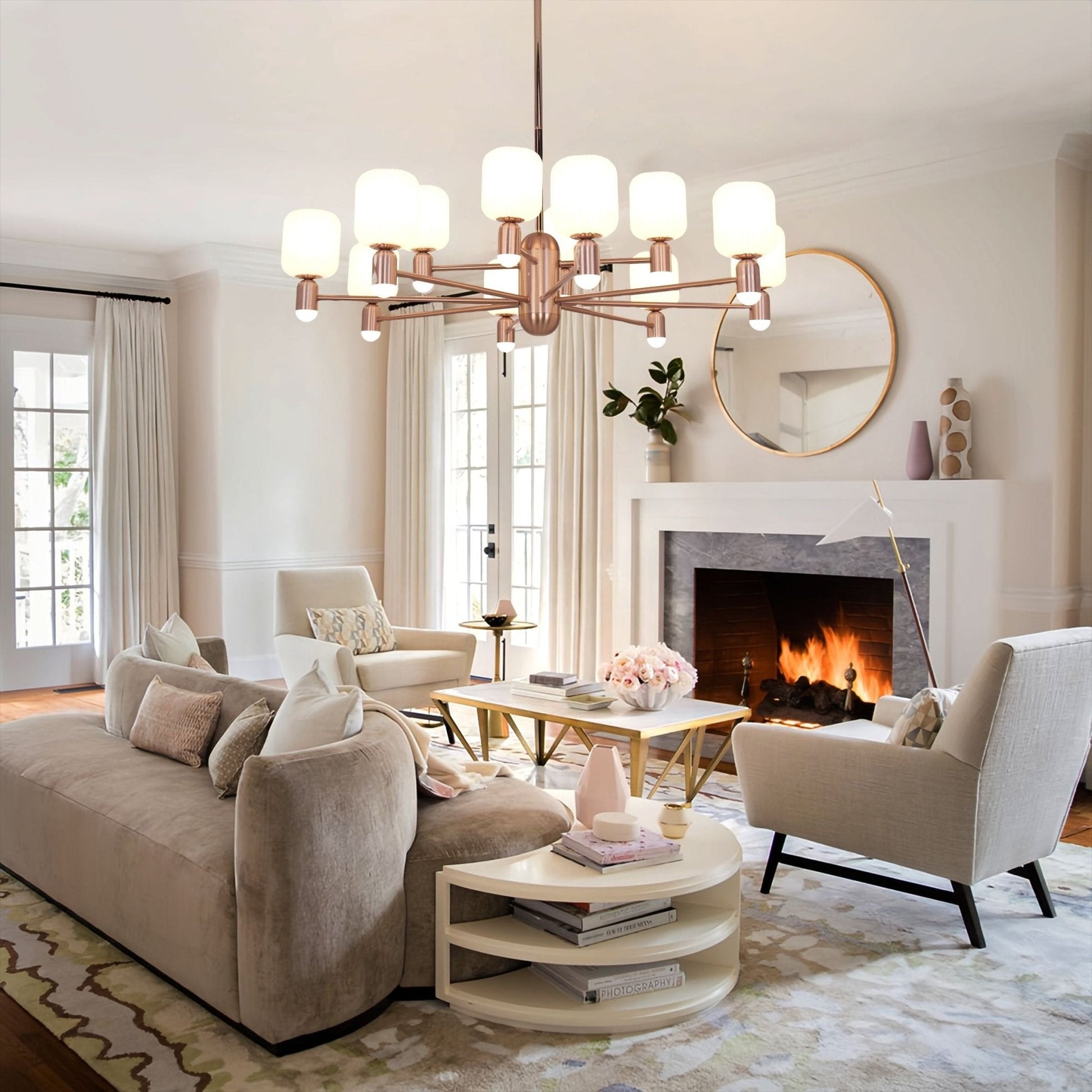 Lightsin Modern Minimalist Luxury Bronze Chandelier with Acrylic Shades - House Comfort