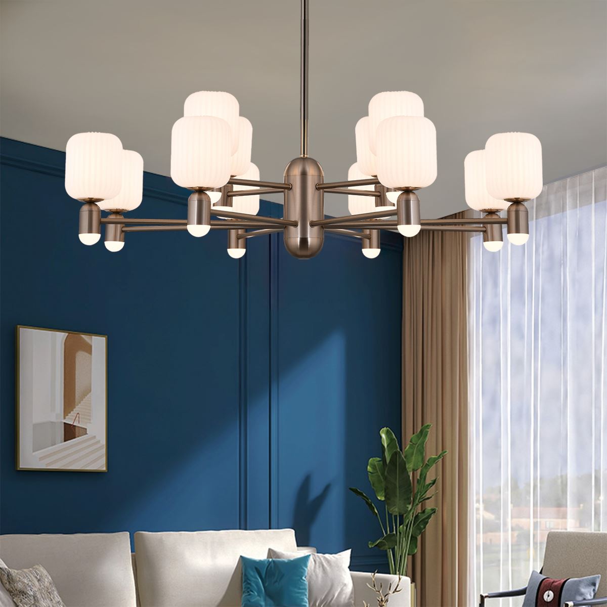 Lightsin Modern Minimalist Luxury Bronze Chandelier with Acrylic Shades - House Comfort