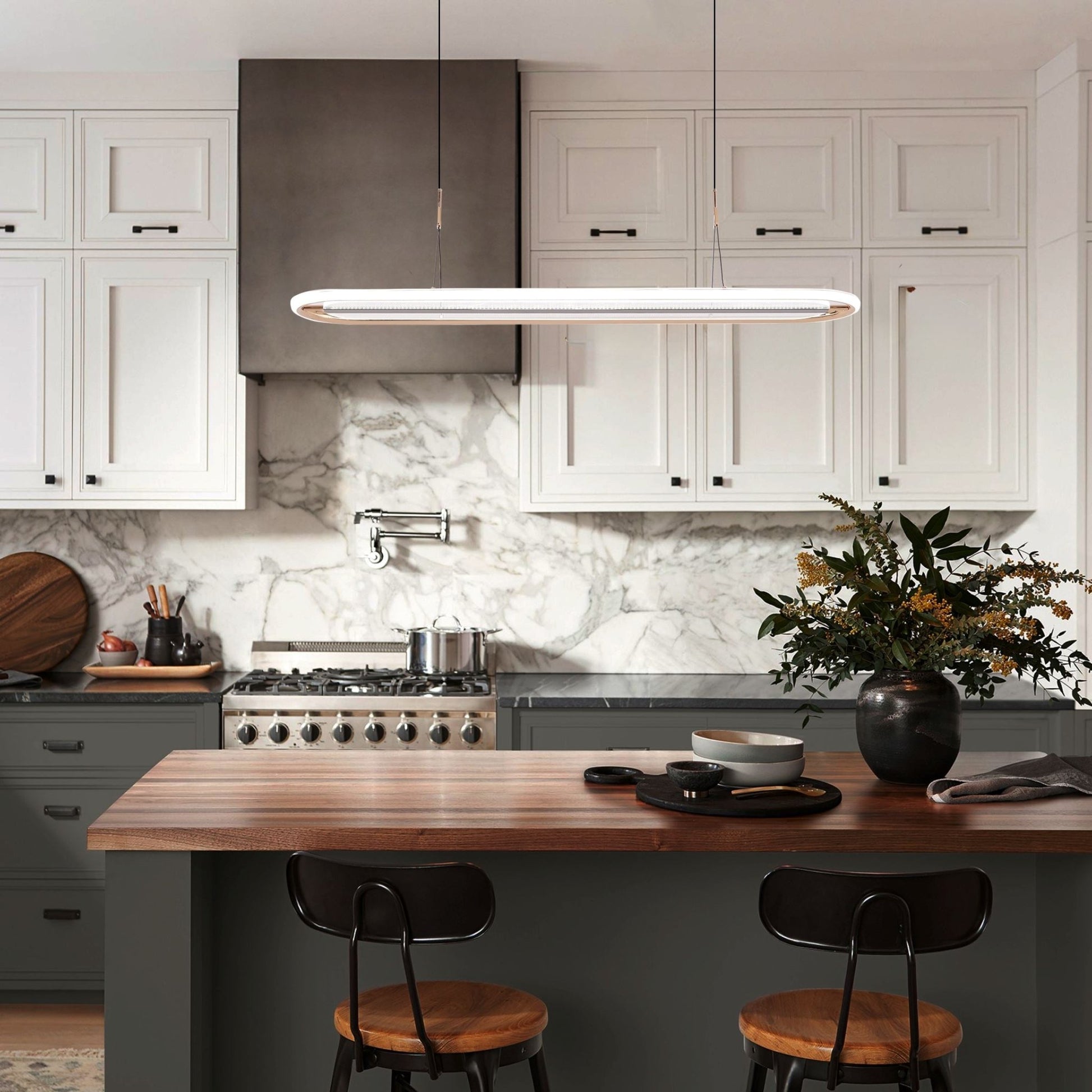 Lightsin Modern Oval Halo Pendant Light with Adjustable LED for Living Spaces - House Comfort