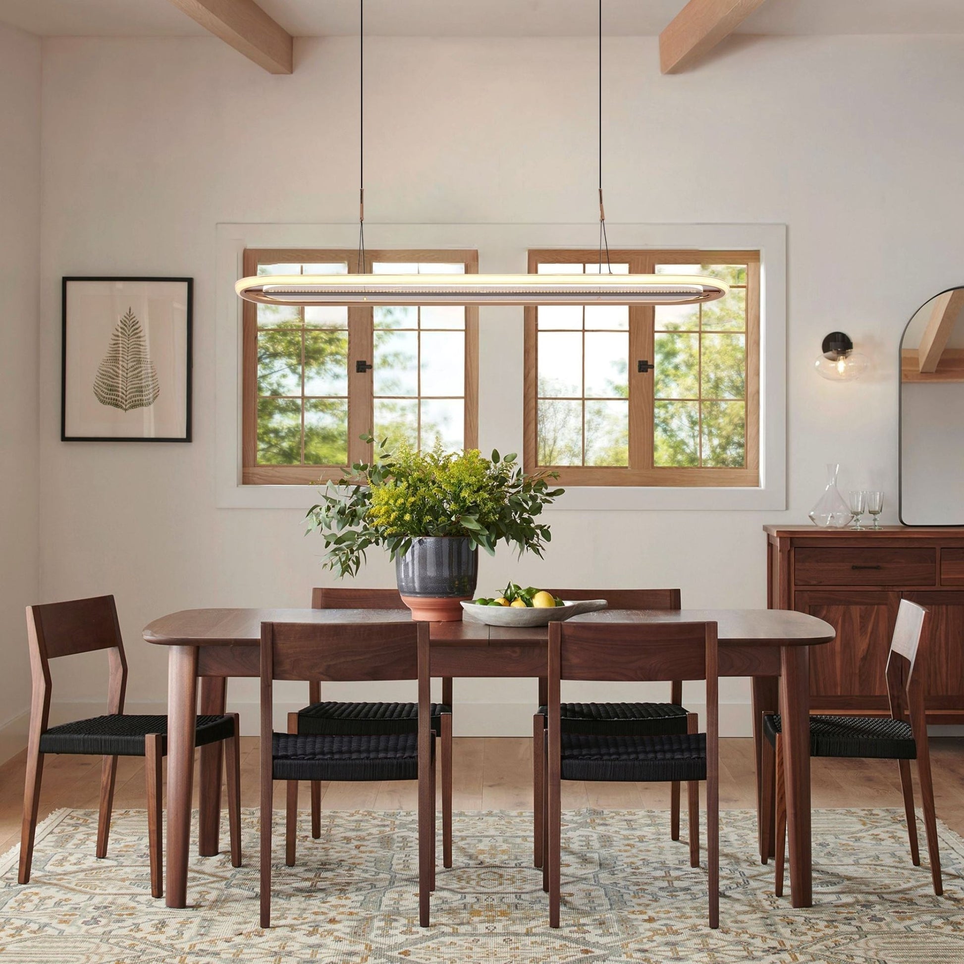 Lightsin Modern Oval Halo Pendant Light with Adjustable LED for Living Spaces - House Comfort