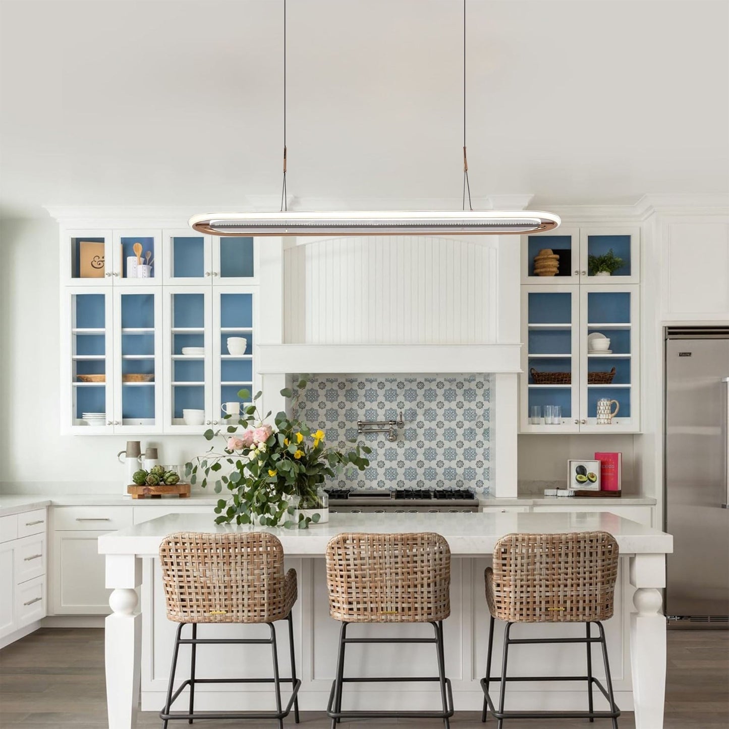 Lightsin Modern Oval Halo Pendant Light with Adjustable LED for Living Spaces - House Comfort