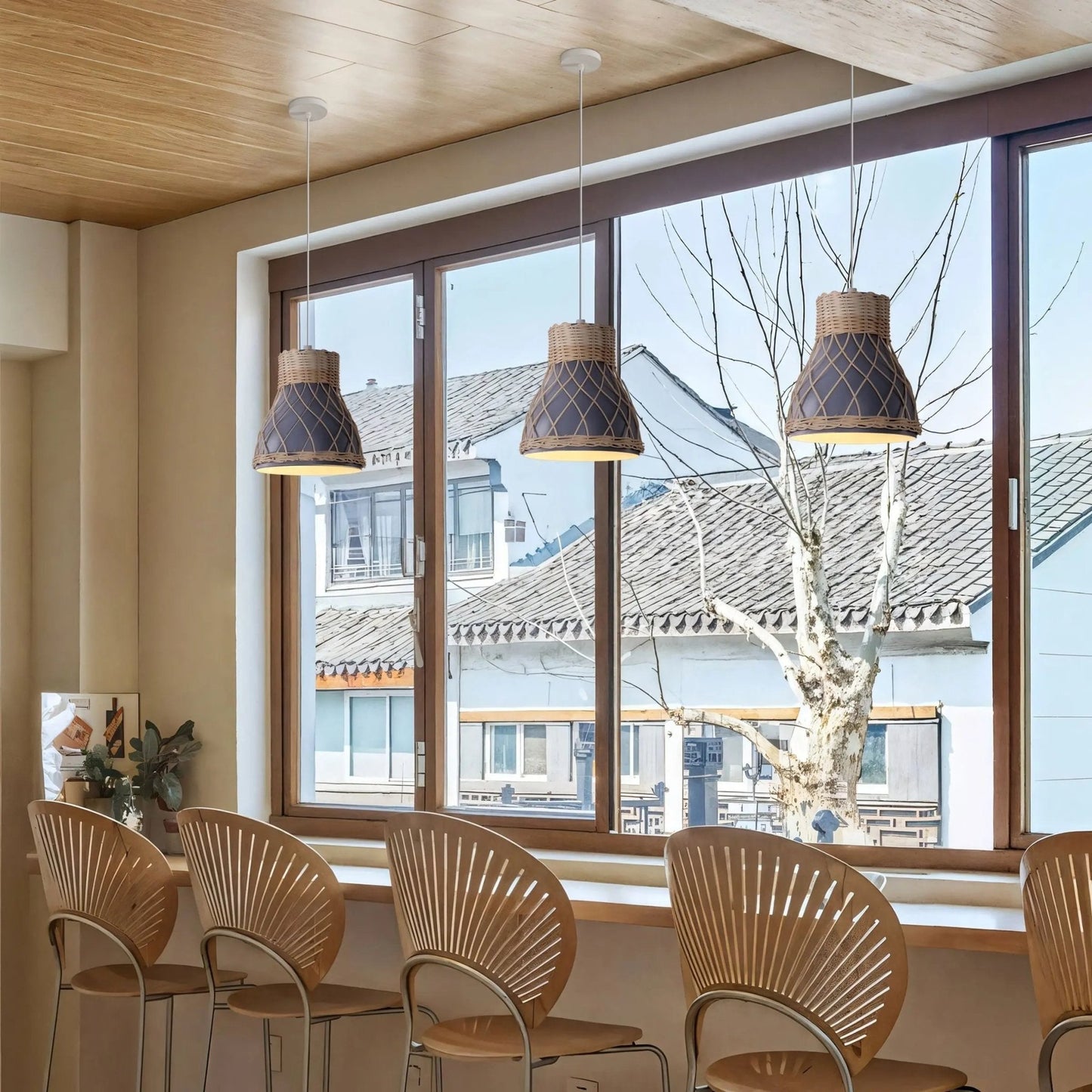 Lightsin Modern Rattan Pendant Light Available in Grey, Pink, and White - House Comfort