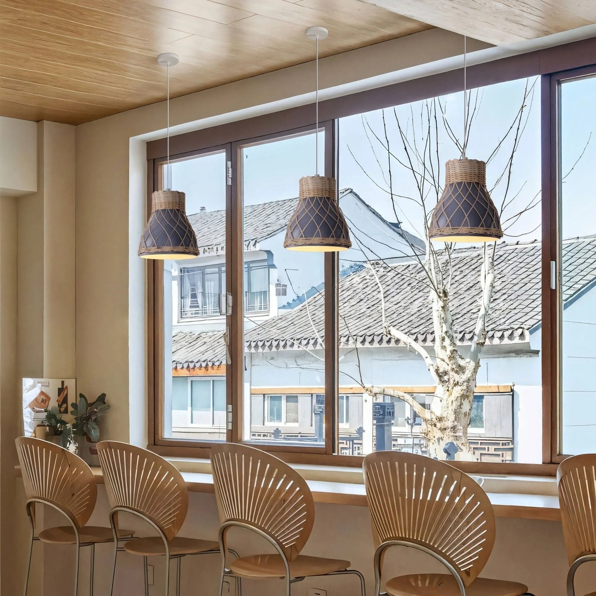 Lightsin Modern Rattan Pendant Light Available in Grey, Pink, and White - House Comfort