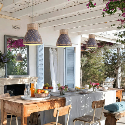 Lightsin Modern Rattan Pendant Light Available in Grey, Pink, and White - House Comfort