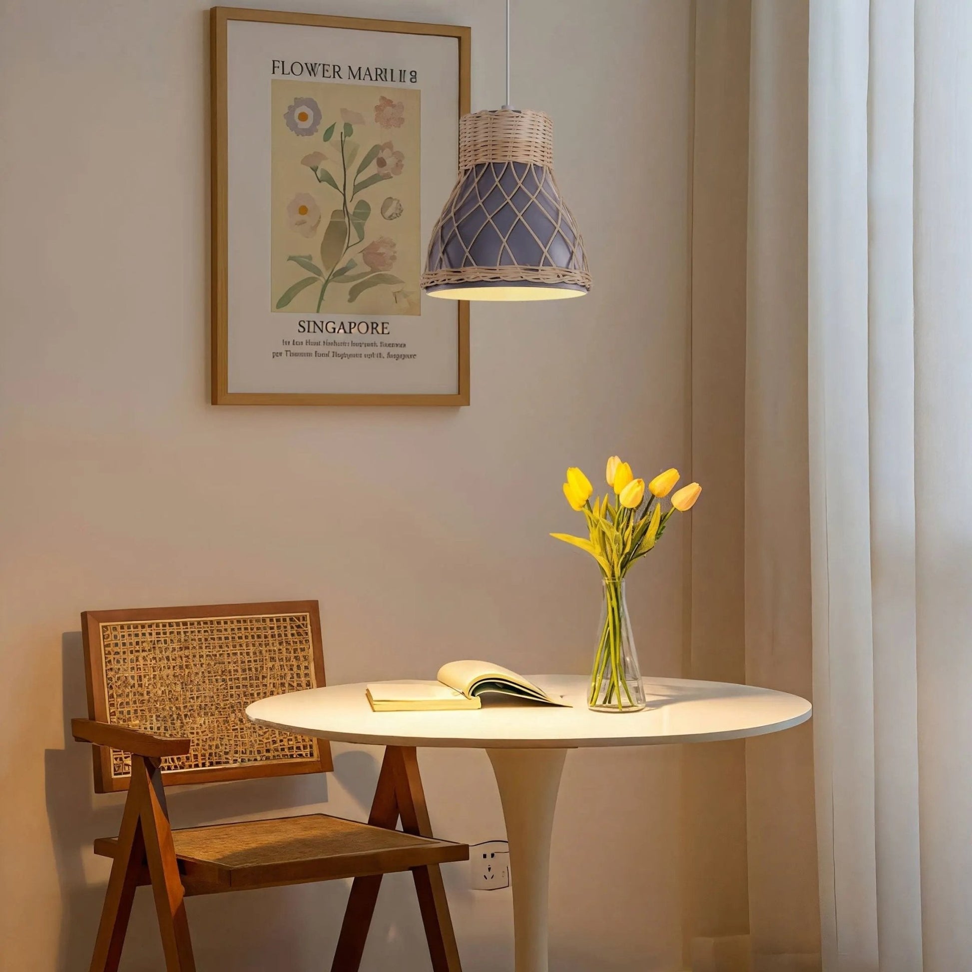 Lightsin Modern Rattan Pendant Light Available in Grey, Pink, and White - House Comfort