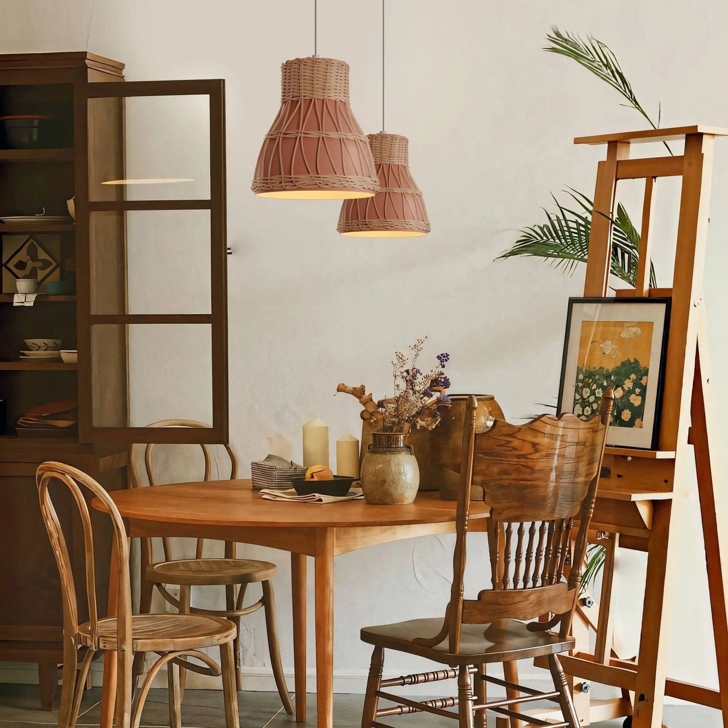 Lightsin Modern Rattan Pendant Light Available in Grey, Pink, and White - House Comfort