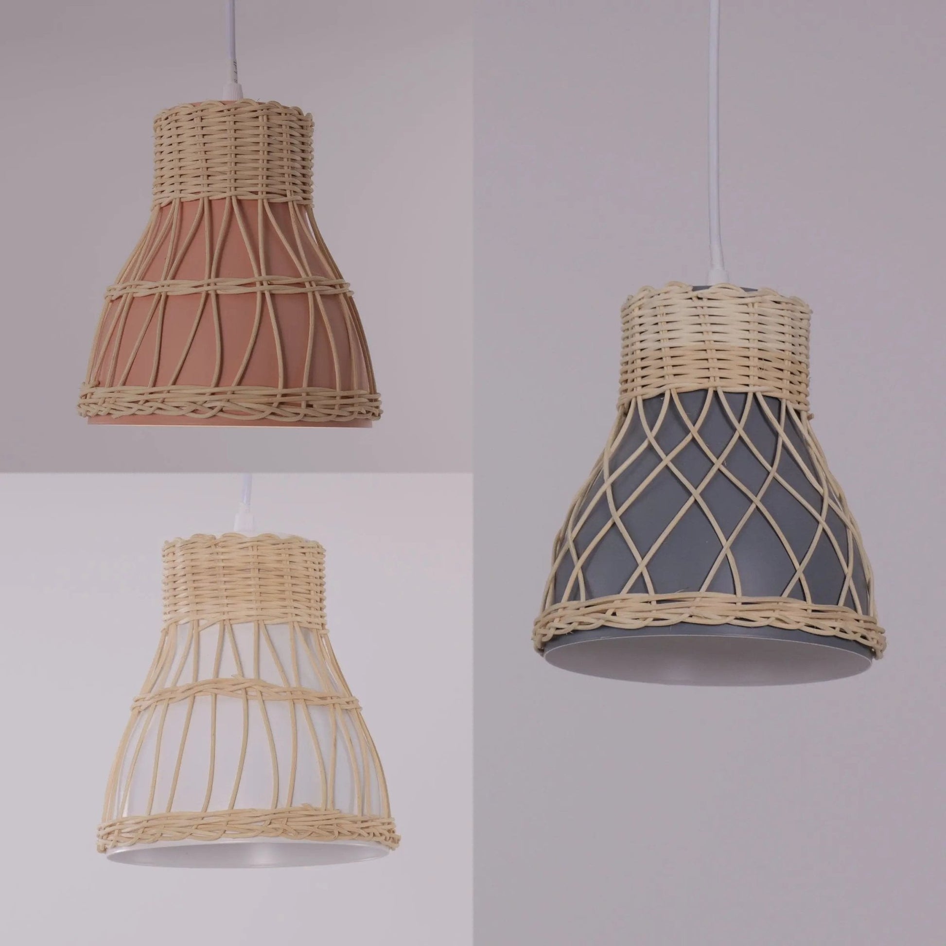 Lightsin Modern Rattan Pendant Light Available in Grey, Pink, and White - House Comfort