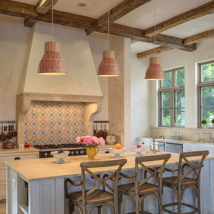 Lightsin Modern Rattan Pendant Light Available in Grey, Pink, and White - House Comfort