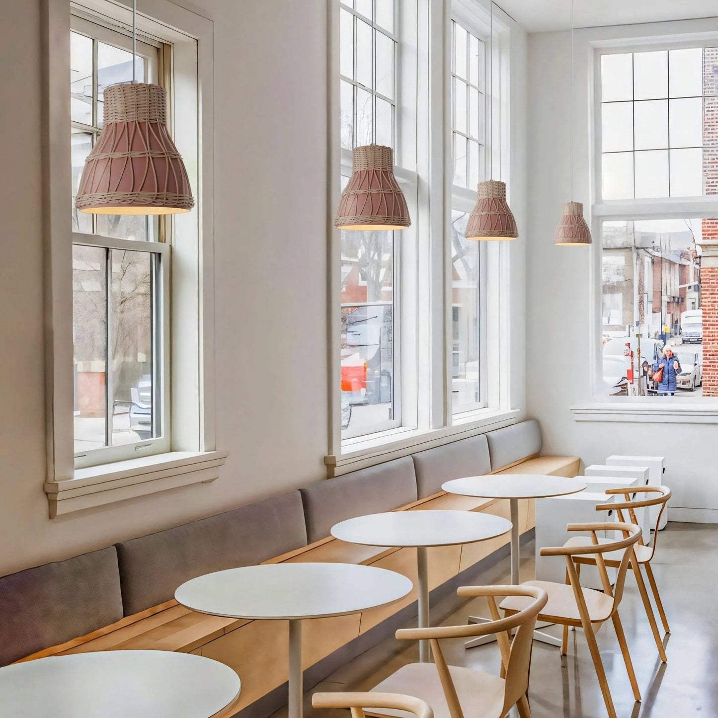 Lightsin Modern Rattan Pendant Light Available in Grey, Pink, and White - House Comfort