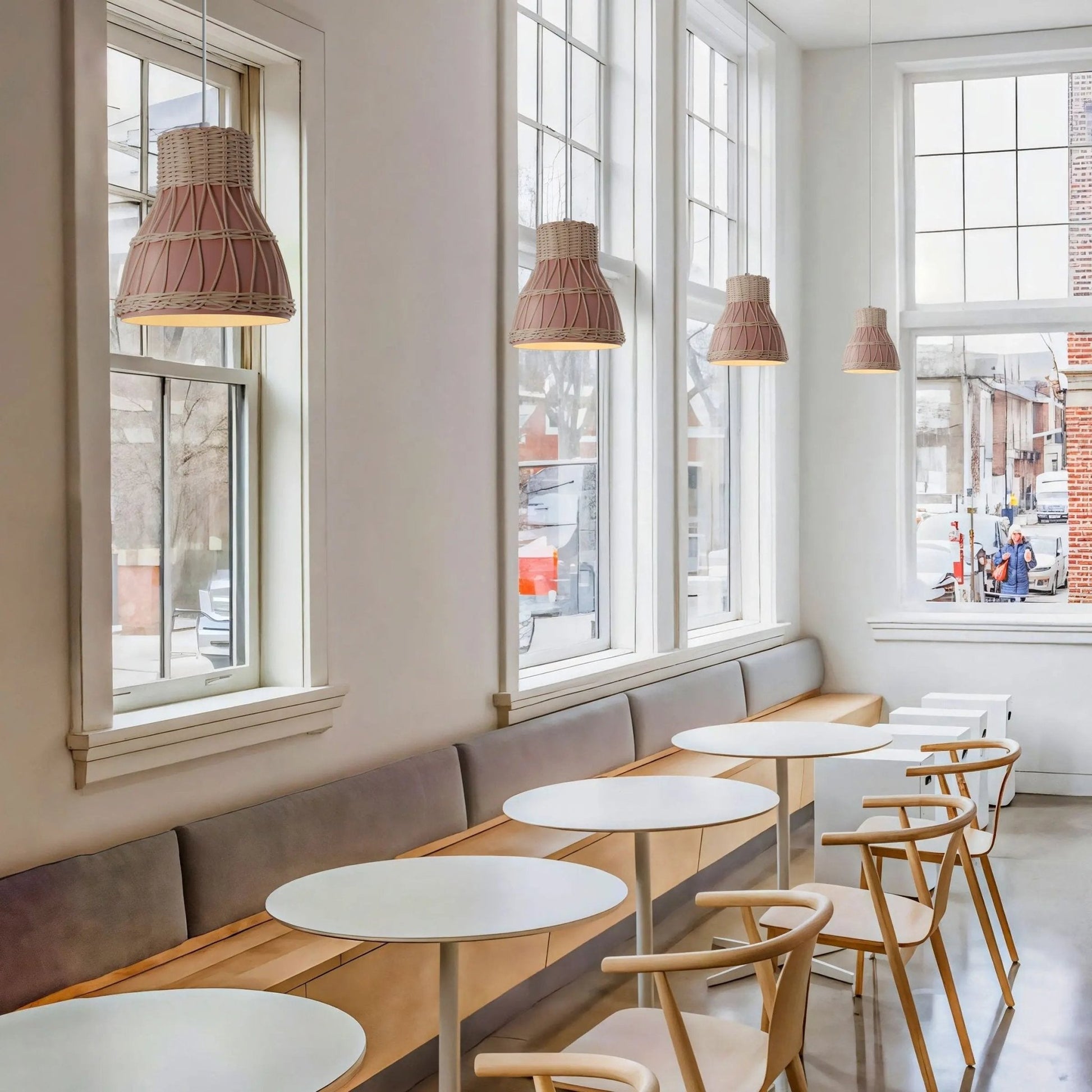 Lightsin Modern Rattan Pendant Light Available in Grey, Pink, and White - House Comfort