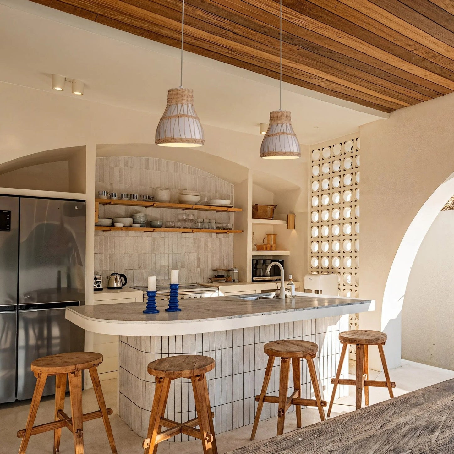 Lightsin Modern Rattan Pendant Light Available in Grey, Pink, and White - House Comfort