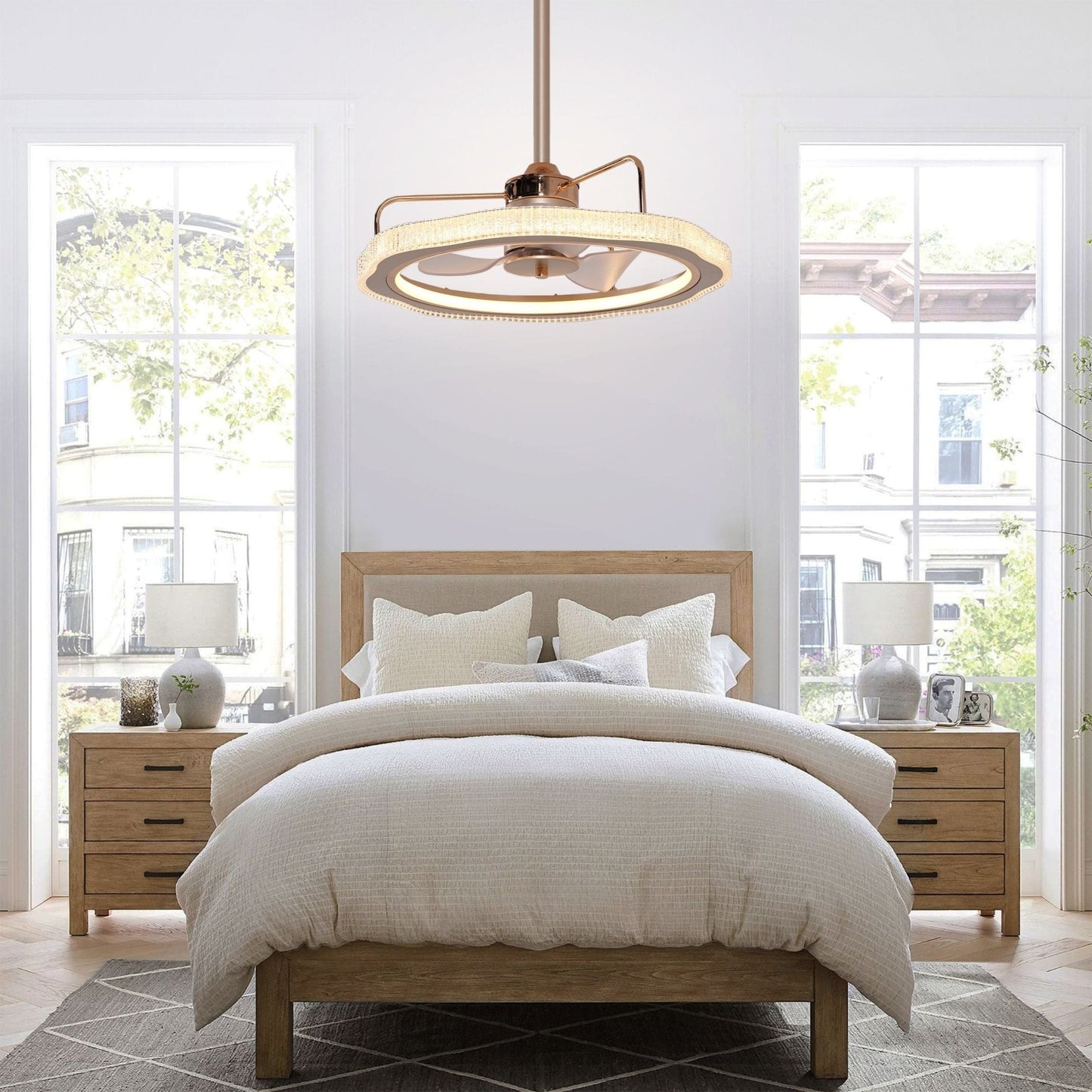 Lightsin Modern Reversible 3 - Blades Metal Ceiling Fan with LED Light - House Comfort