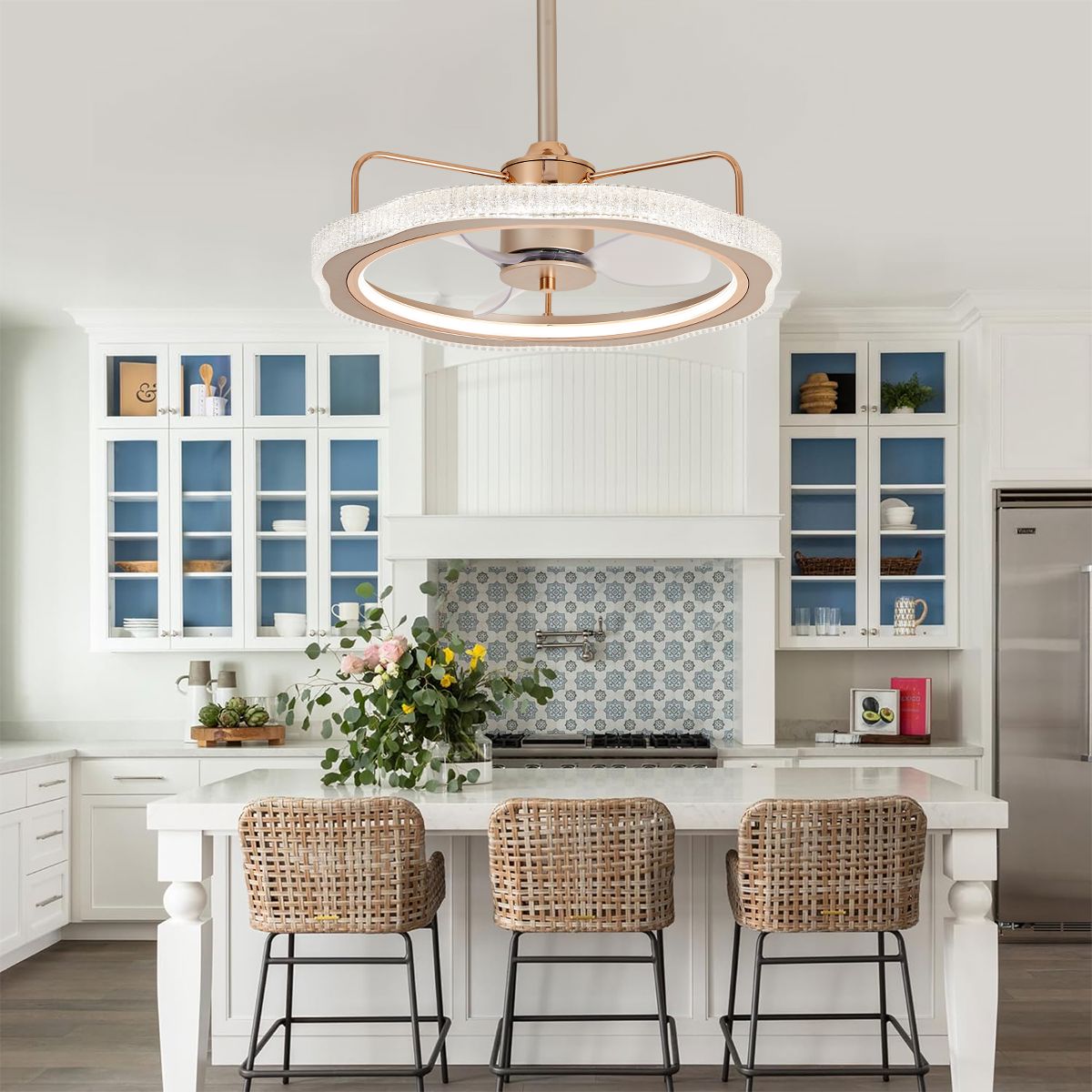 Lightsin Modern Reversible 3 - Blades Metal Ceiling Fan with LED Light - House Comfort