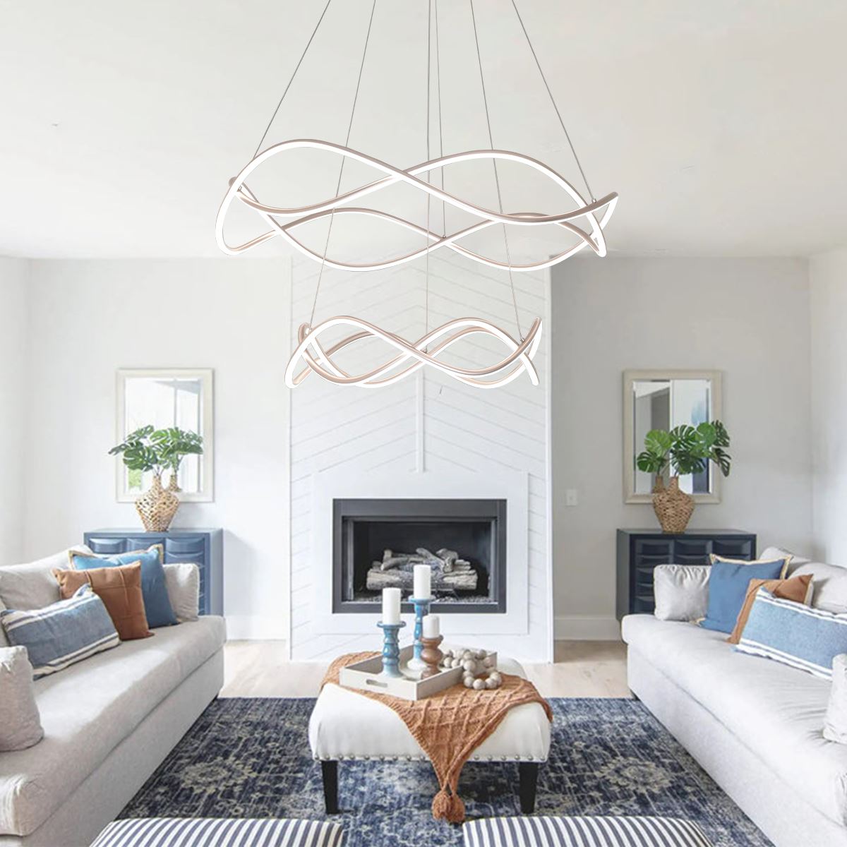 Lightsin Modern Rose Red LED Pendant Light Spiral Design with Adjustable Cables - House Comfort