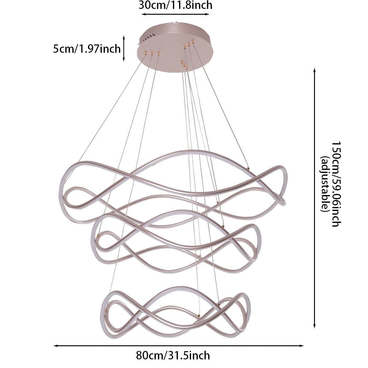 Lightsin Modern Rose Red LED Pendant Light Spiral Design with Adjustable Cables - House Comfort