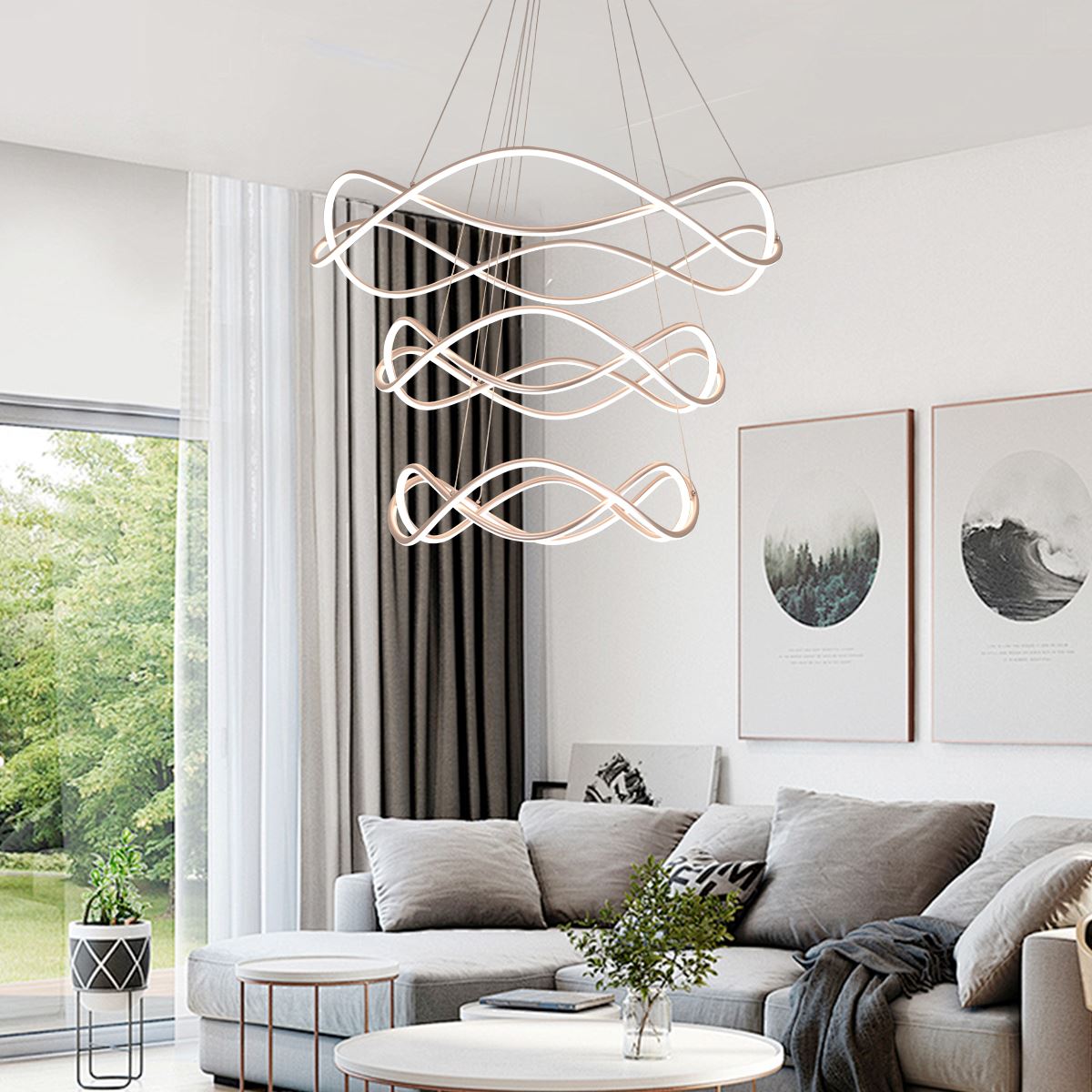 Lightsin Modern Rose Red LED Pendant Light Spiral Design with Adjustable Cables - House Comfort