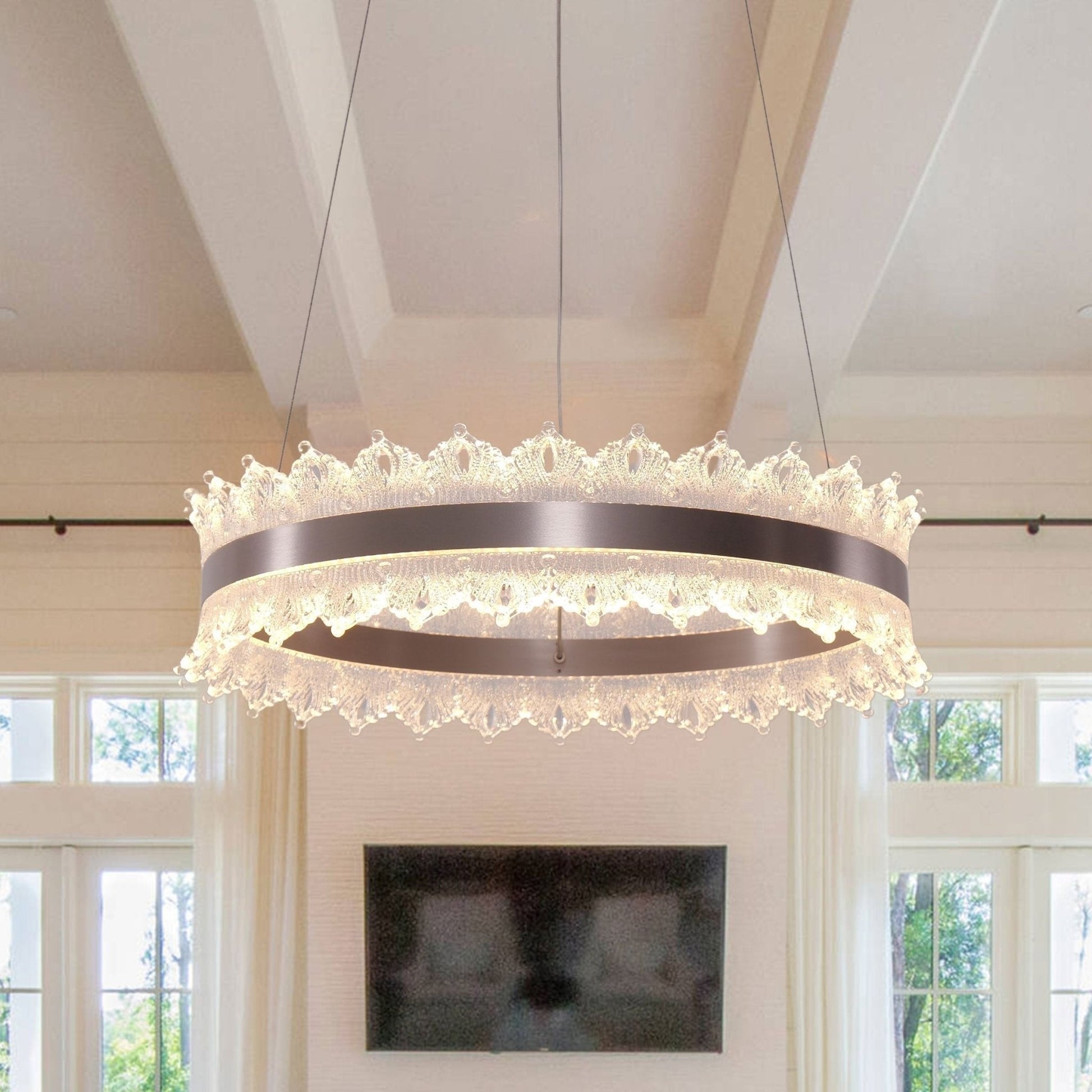 Lightsin Modern Simple Dimmable Metal Ring - Shaped Pendant Light with Acrylic Ceiling Light Cover and Acrylic Lighting Panels - House Comfort