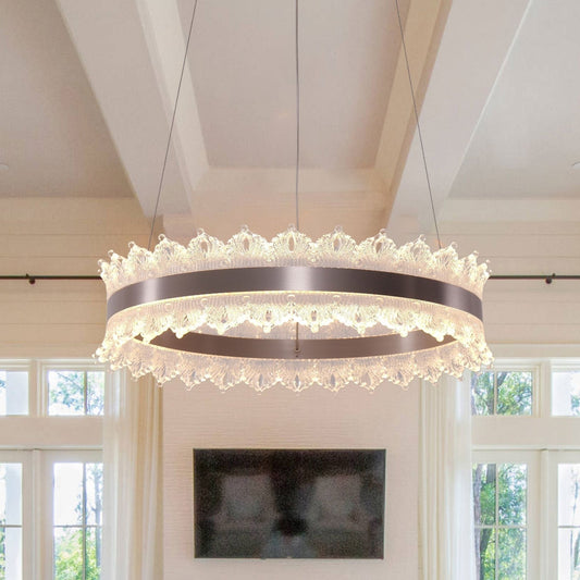 Lightsin Modern Simple Dimmable Metal Ring - Shaped Pendant Light with Acrylic Ceiling Light Cover and Acrylic Lighting Panels - House Comfort