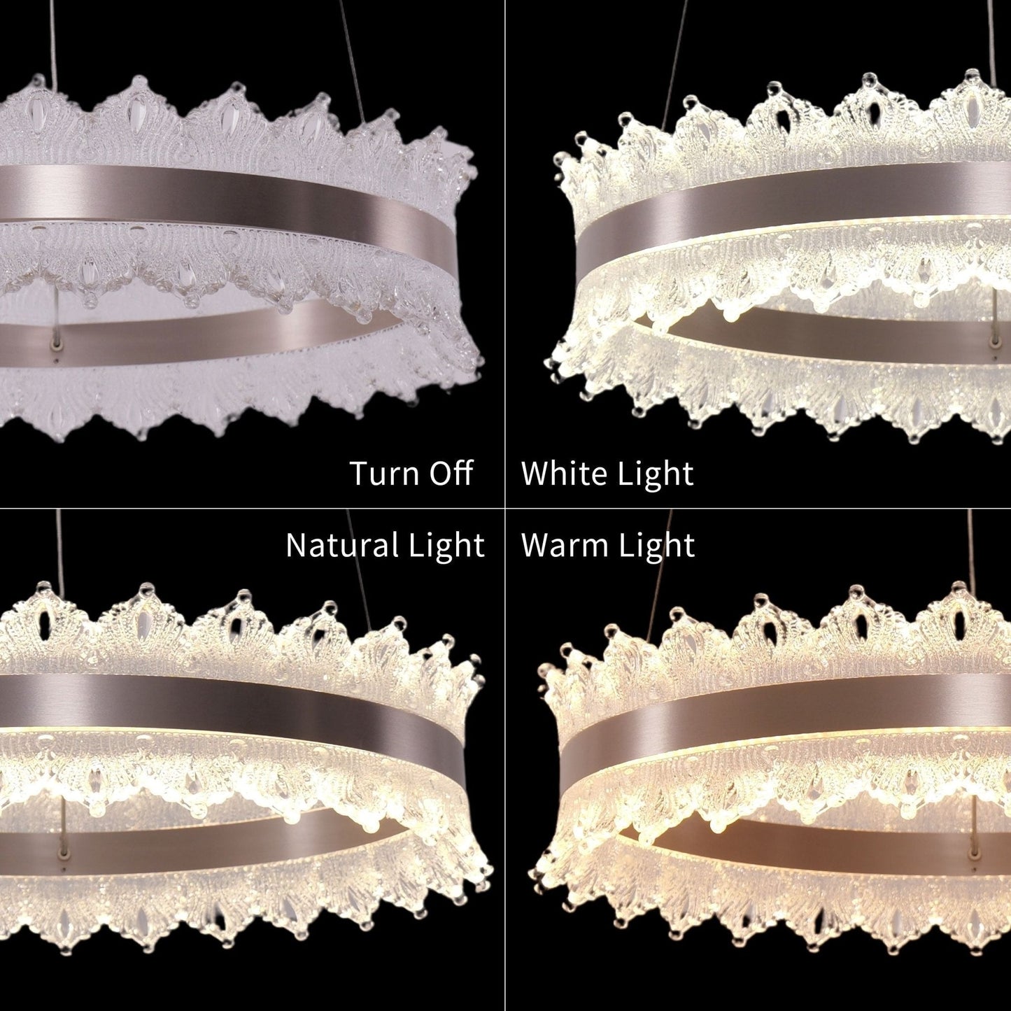 Lightsin Modern Simple Dimmable Metal Ring - Shaped Pendant Light with Acrylic Ceiling Light Cover and Acrylic Lighting Panels - House Comfort