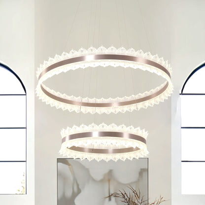 Lightsin Modern Simple Dimmable Metal Ring - Shaped Pendant Light with Acrylic Ceiling Light Cover and Acrylic Lighting Panels - House Comfort